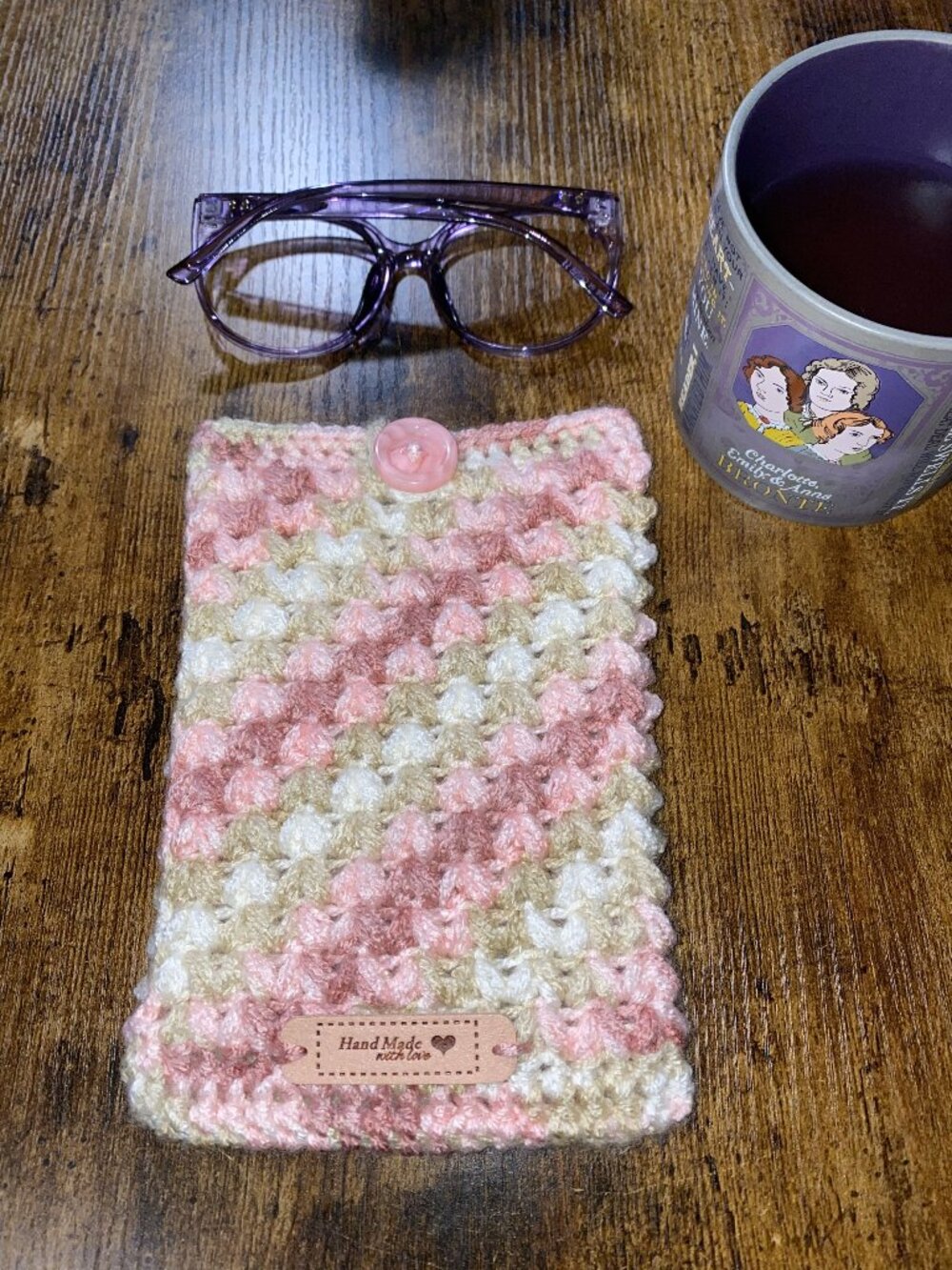 Kindle Paperwhite Sleeve — Strawberry Champagne Crochet E-Reader Paperback Cover